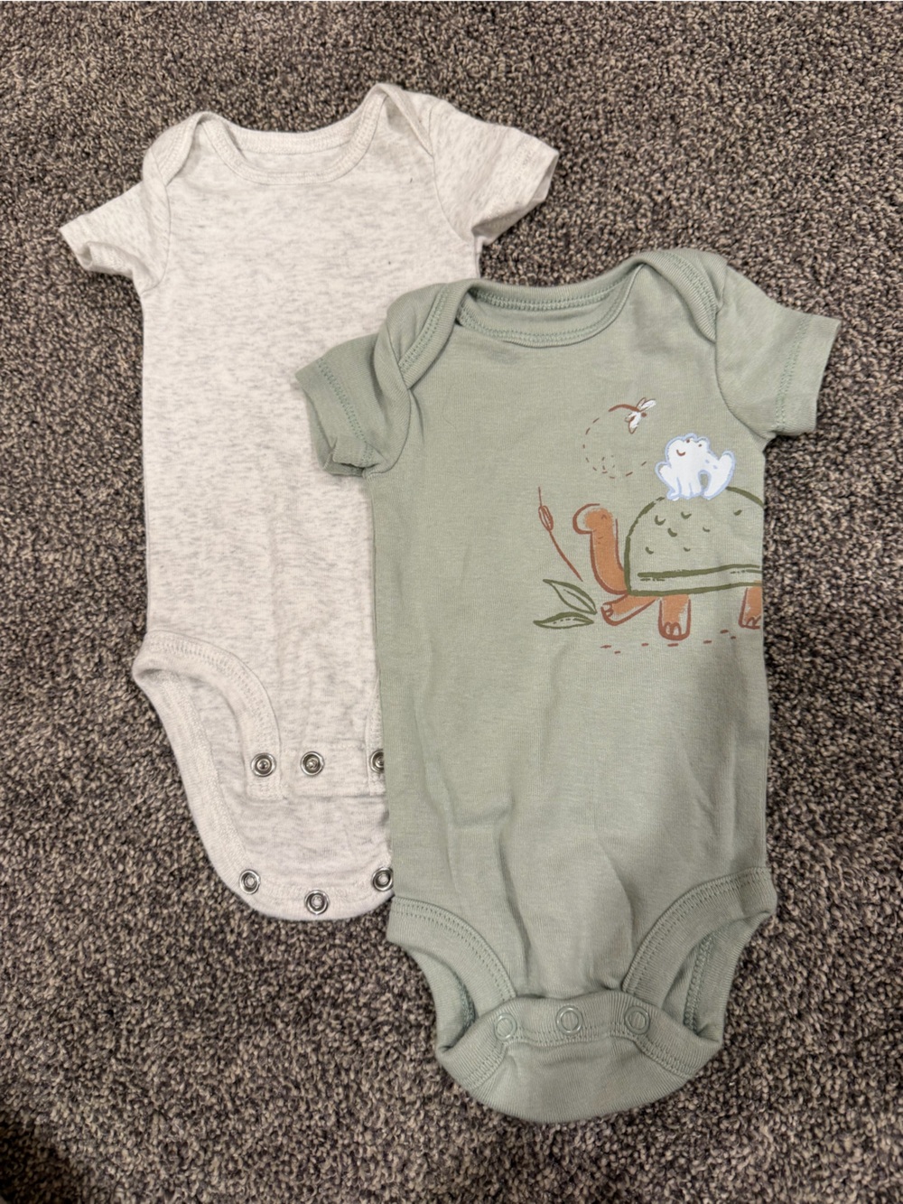 Carter's Sage Green & Heather Gray Baby One-Piece Bodysuits